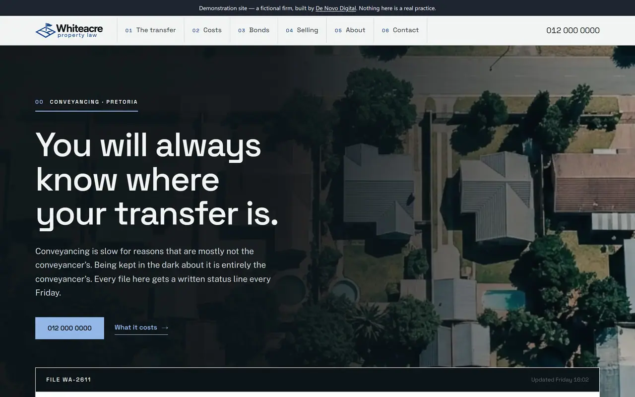 The Whiteacre Property Law website on a laptop.