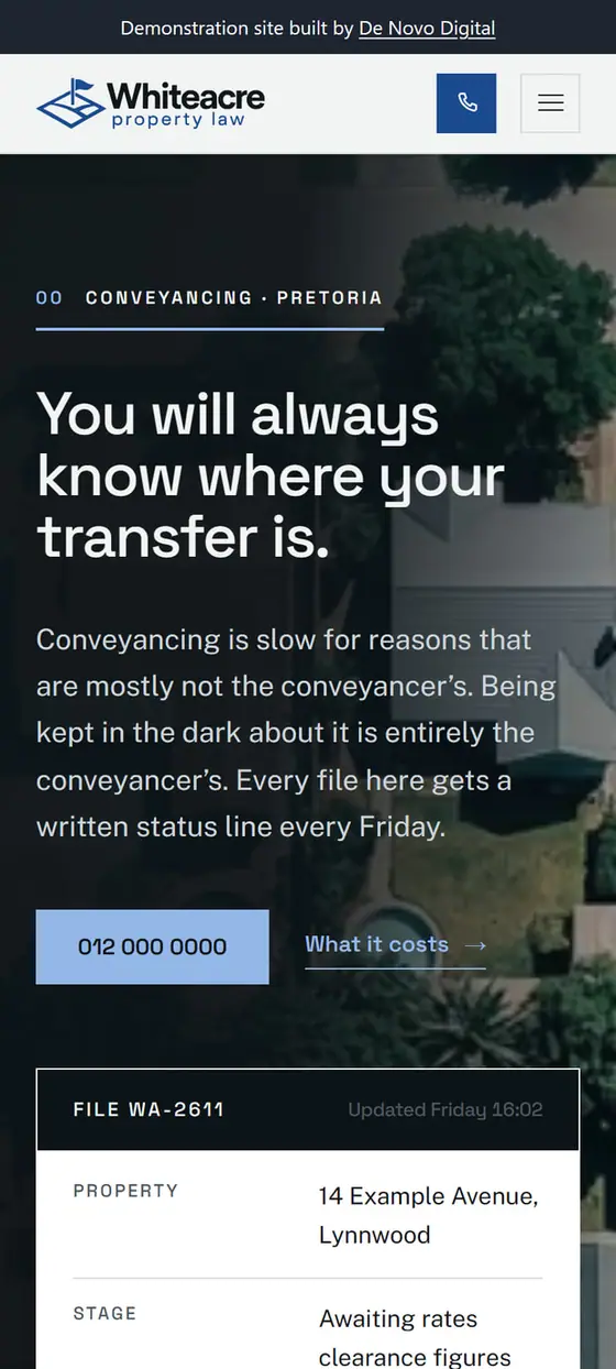 The same site on a phone.