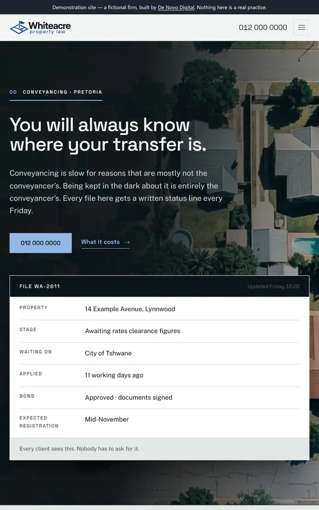 The same site on a tablet.